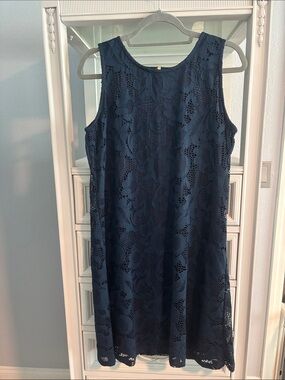Sleeveless Navy Lace Midi Dress